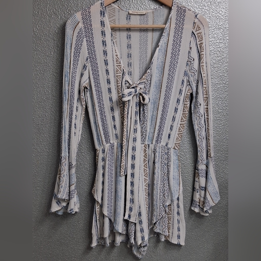 Newbury Kustom Bohemian Romper With Open Tie Front